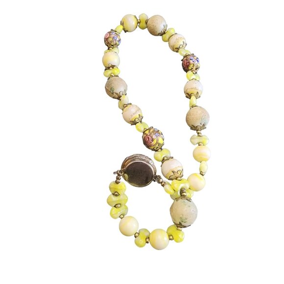 Vintage Sugared Acrylic, Glass & Glass Wedding Cake Beaded Necklace (A2582) - Picture 4 of 5